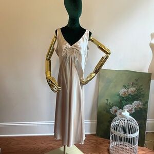 Amanda Smith Satin Sequins Slip Women Dress 14  Fit Flare Evening Occasion Jazz